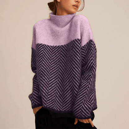 Hanna - Knitted Jumper with Pattern and High Collar