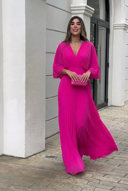 Sofia | Elegant pleated maxi dress