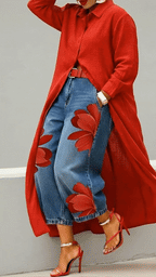 Norah | Shirt Dress Floral Denim Set