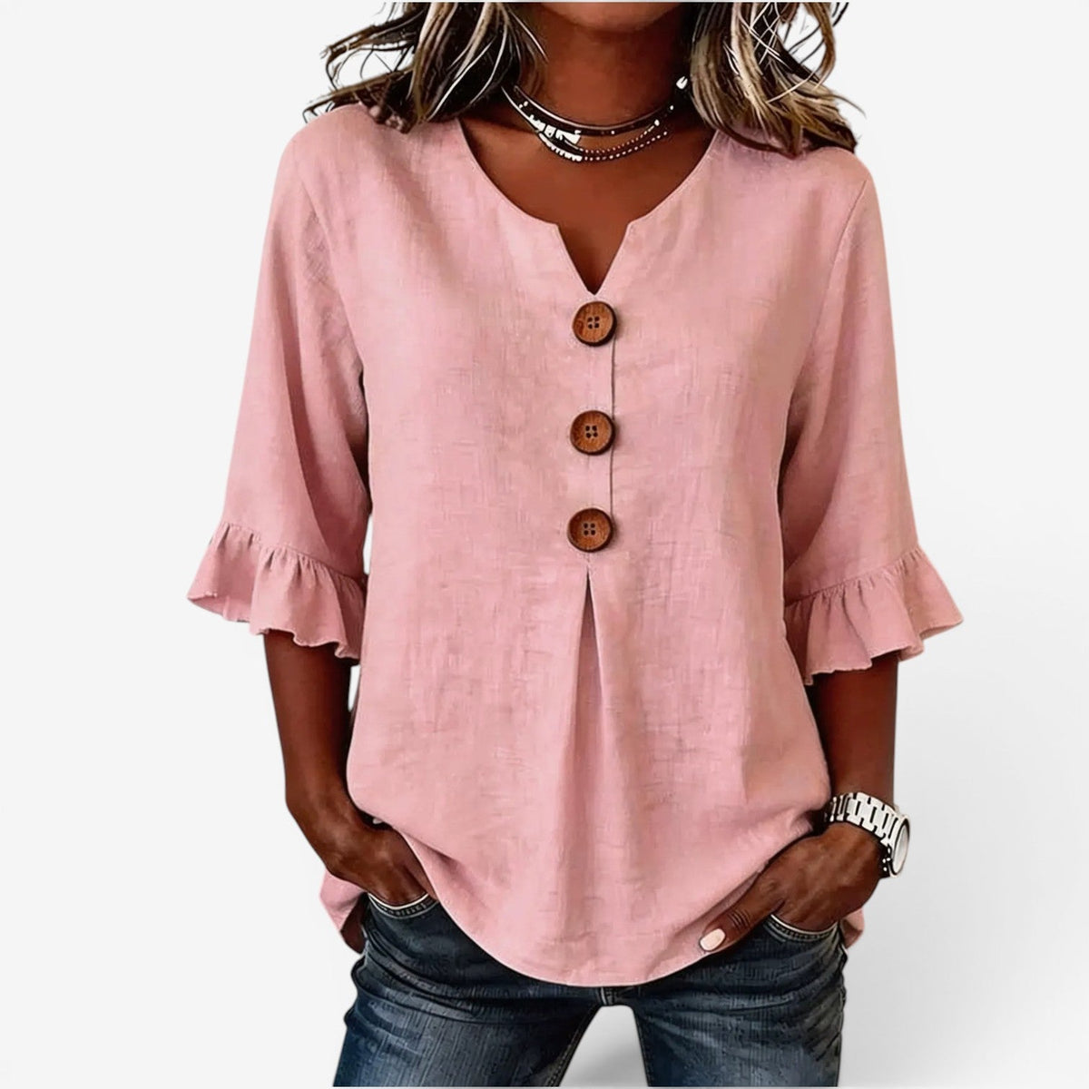 Amy | Flared V-Neck Top