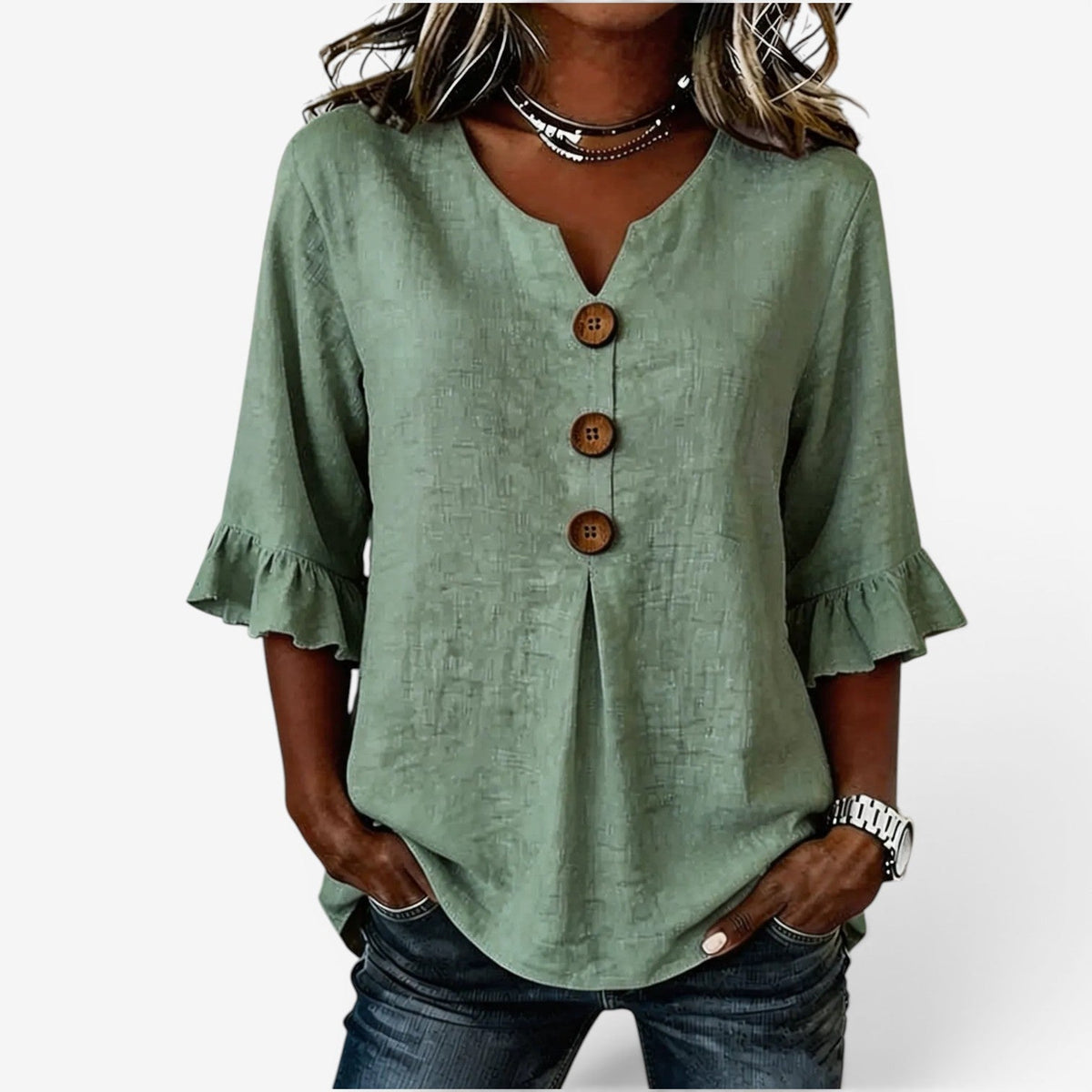 Amy | Flared V-Neck Top