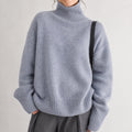 Isla - Women's Oversized Turtleneck Knit Jumper with Ribbed Cuffs