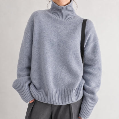 Isla - Women's Oversized Turtleneck Knit Jumper with Ribbed Cuffs