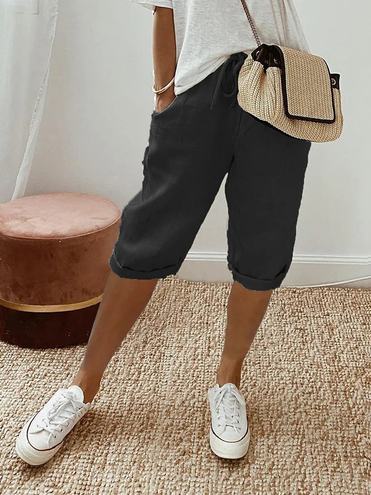 Ellaire | Cotton Linen Capri Trousers