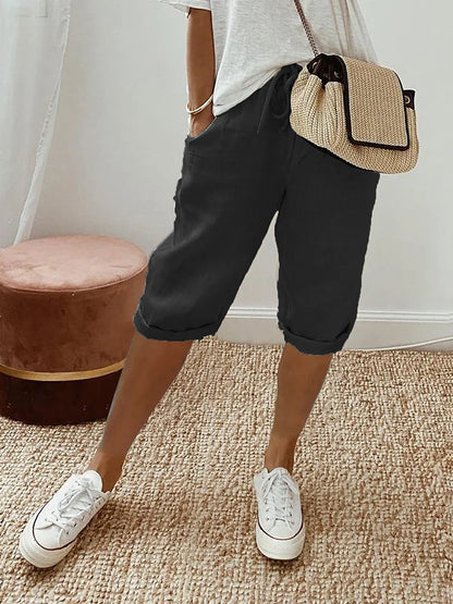 Ellaire | Cotton Linen Capri Trousers
