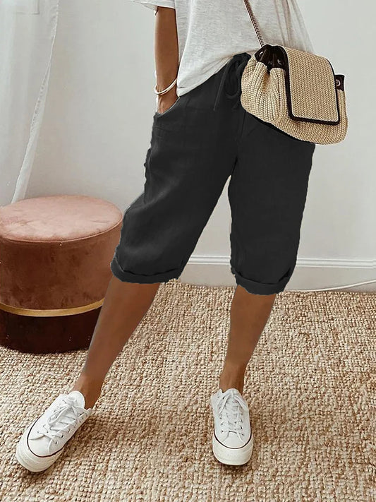 Ellaire | Cotton Linen Capri Trousers
