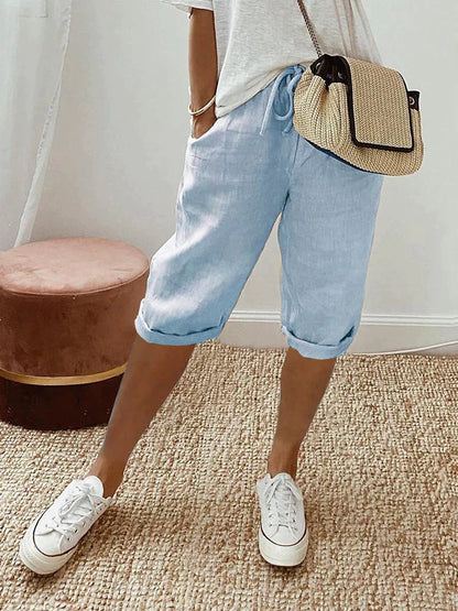 Ellaire | Cotton Linen Capri Trousers