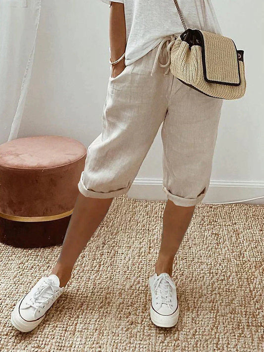 Ellaire | Cotton Linen Capri Trousers
