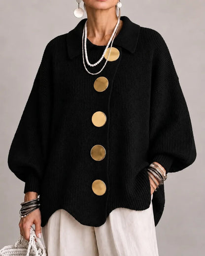 Karina - Oversized Collared Button Cardigan