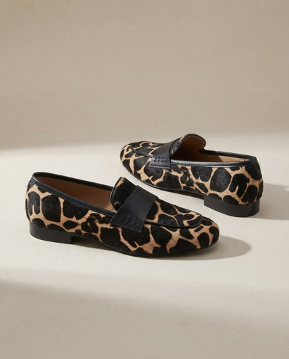 Giulia Moccasins — Apricot Giraffe Print