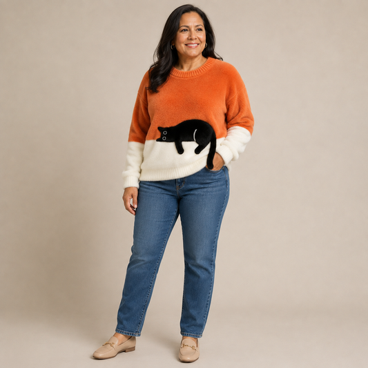 Caitlin – Casual Cat Graphic Sweater