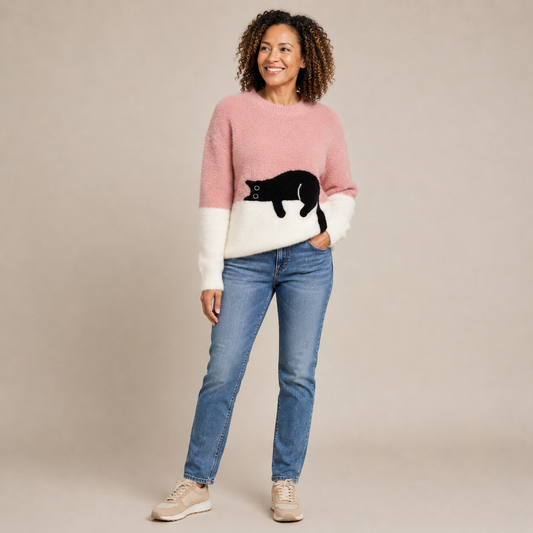 Caitlin – Casual Cat Graphic Sweater