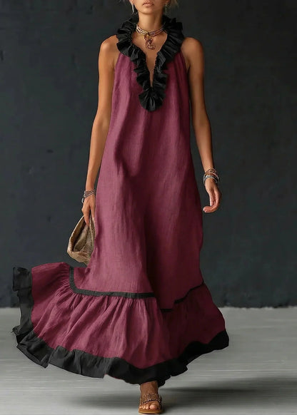 Séréna | Chic Flowing Long Ruffle Dress