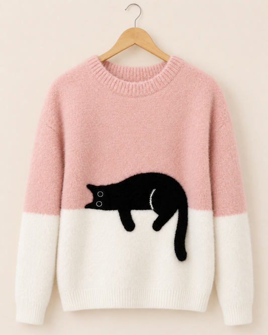 Caitlin – Casual Cat Graphic Sweater