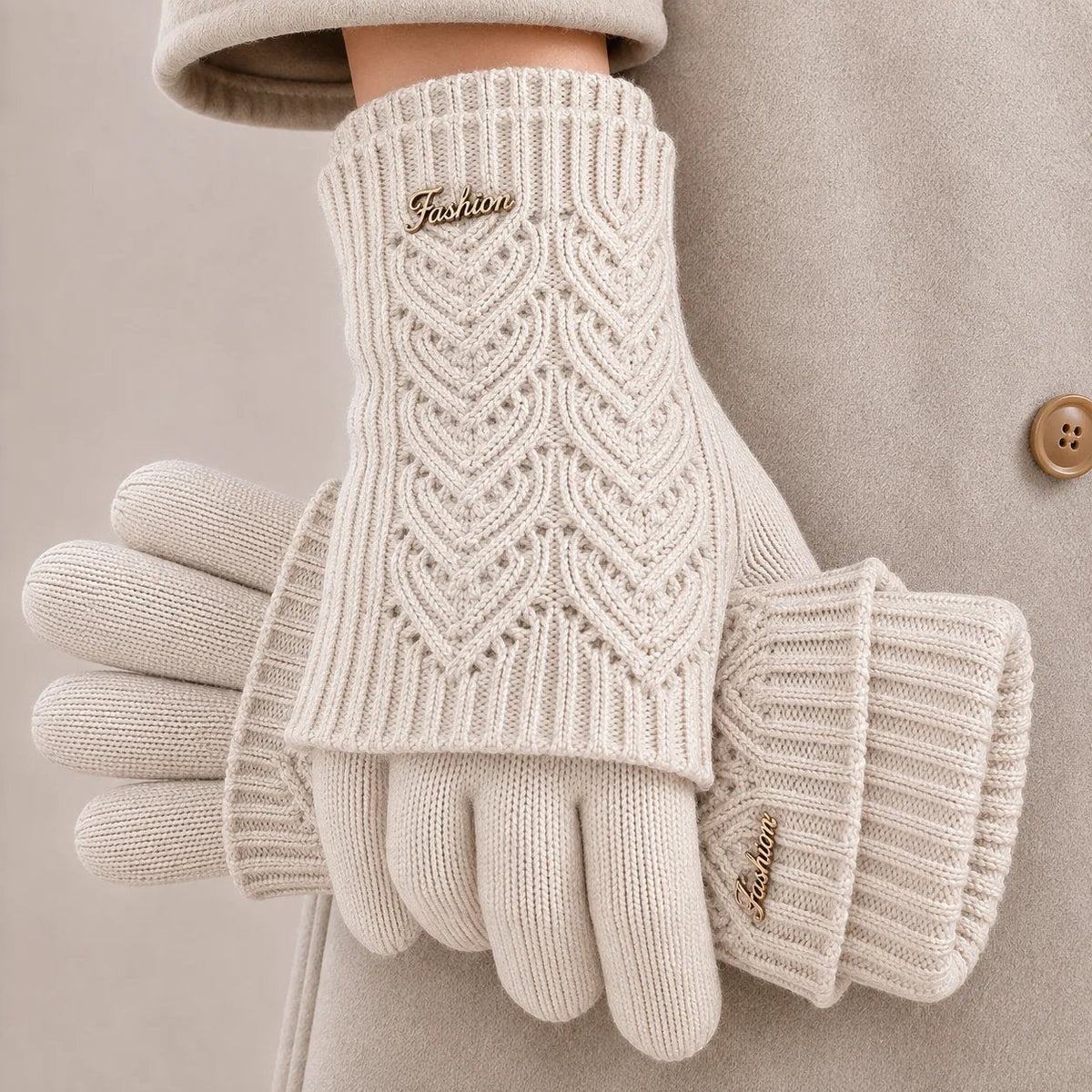 Amira™ –  Luxury Knitted Winter Gloves with Ribbed Cuffs