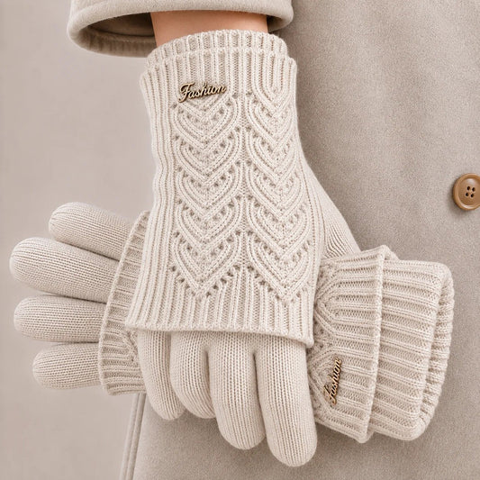 Amira™ –  Luxury Knitted Winter Gloves with Ribbed Cuffs