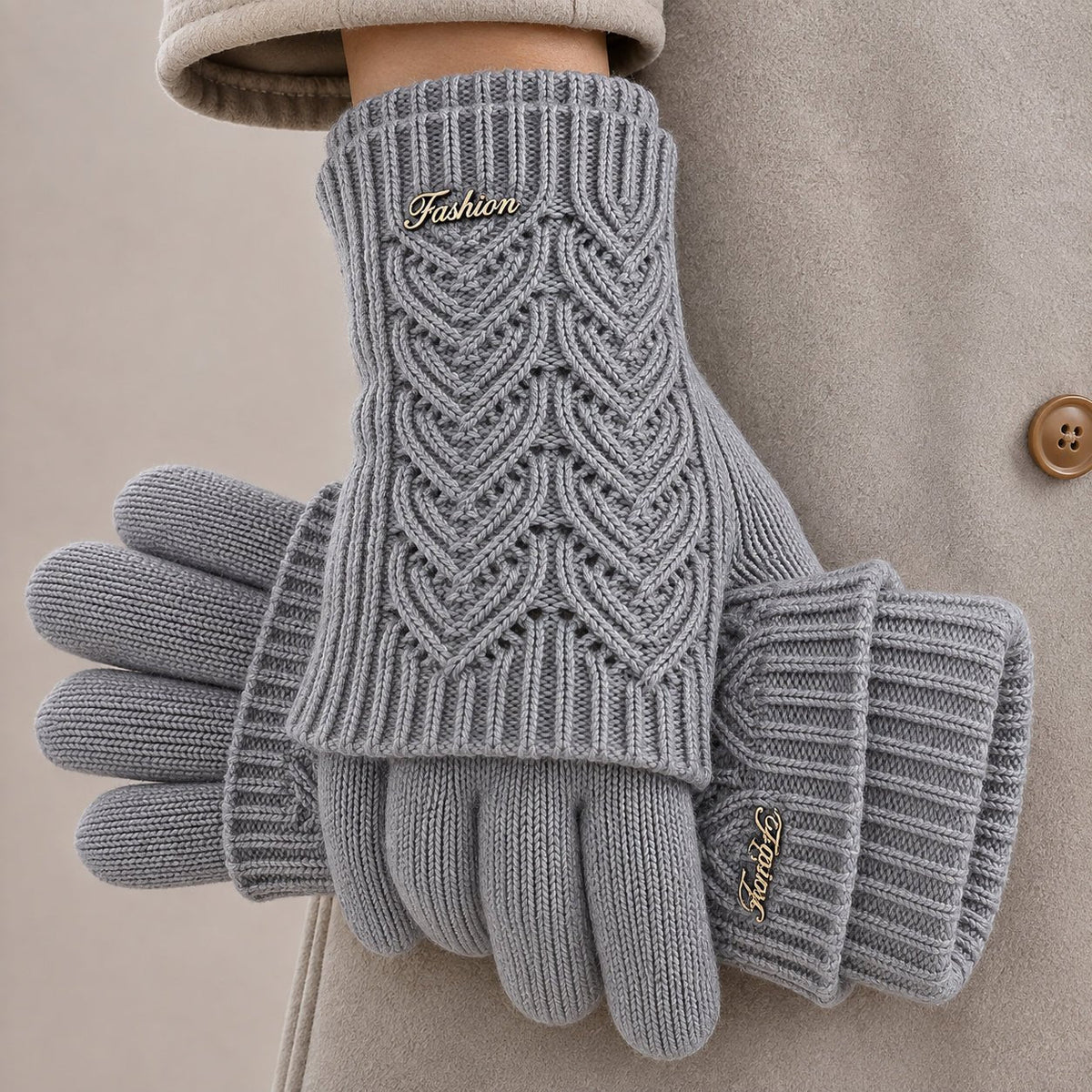 Amira™ –  Luxury Knitted Winter Gloves with Ribbed Cuffs
