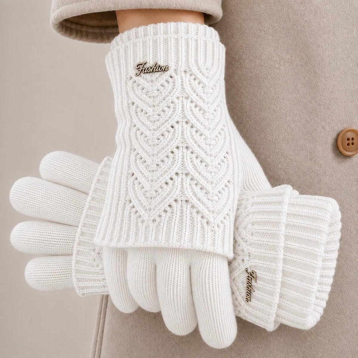 Amira™ –  Luxury Knitted Winter Gloves with Ribbed Cuffs