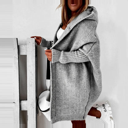 Halston Women's Oversized Hooded Cardigan with Batwing Sleeves