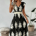 Candela - Baroque maxi dress with V-neck