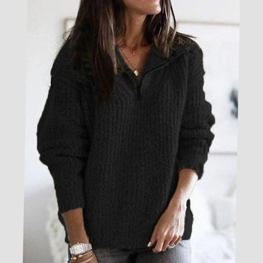 Weston Women's Cable Knit Quarter-Zip Ribbed Sweater Pullover