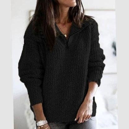 Weston Women's Cable Knit Quarter-Zip Ribbed Sweater Pullover