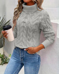 Brighton Women's Cable-Knit Turtleneck Sweater Longline Jumper