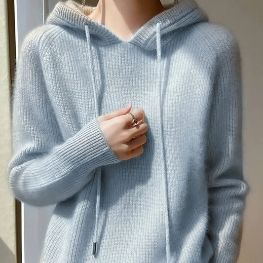 Worthington Women's Cashmere-Blend Hooded Drawstring Knit Jumper