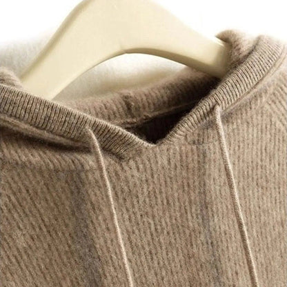 Charlton Women's Cashmere Mink Blend Hooded Knit Jumper Drawstring Hood