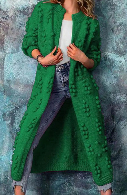 Templeton Women's Long Pom-Detail Open-Front Knitted Cardigan