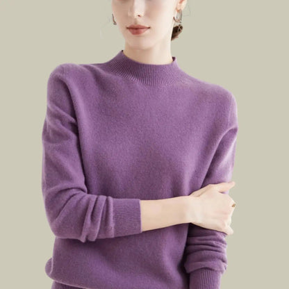 Hamilton Women's Merino Wool Sweaters Mock-Neck Long-Sleeve Knit Jumper