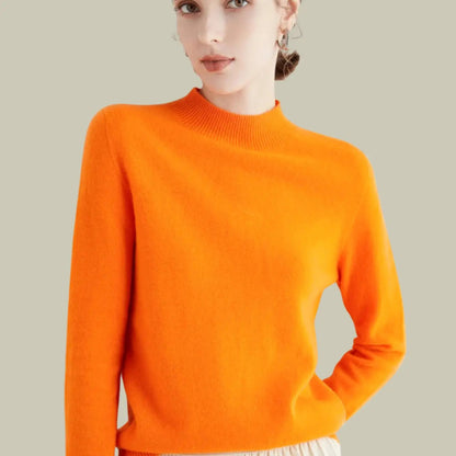 Hamilton Women's Merino Wool Sweaters Mock-Neck Long-Sleeve Knit Jumper
