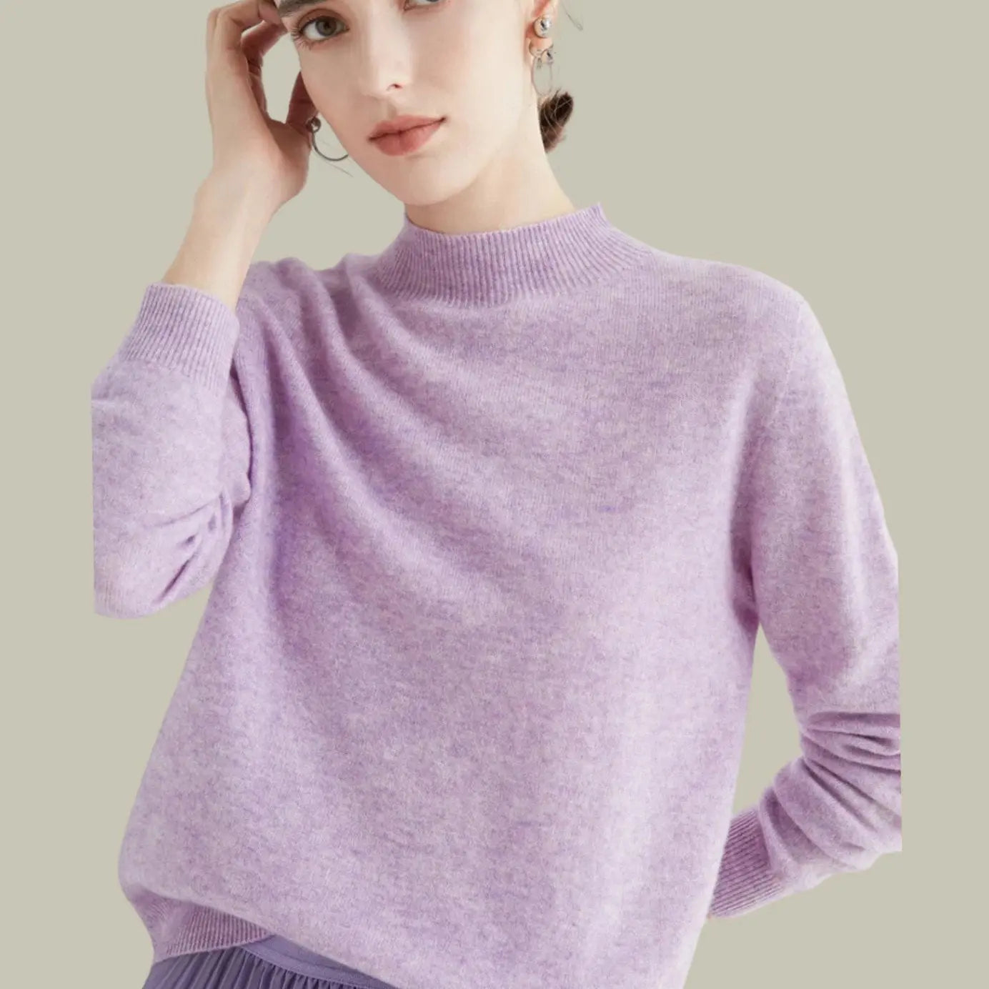 Hamilton Women's Merino Wool Sweaters Mock-Neck Long-Sleeve Knit Jumper