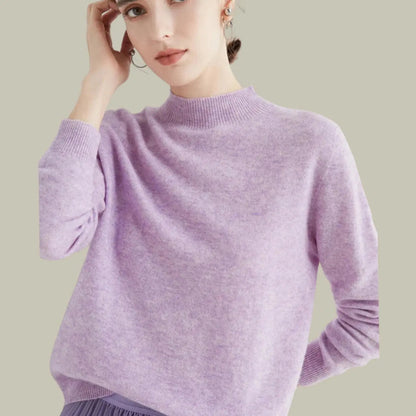 Hamilton Women's Merino Wool Sweaters Mock-Neck Long-Sleeve Knit Jumper