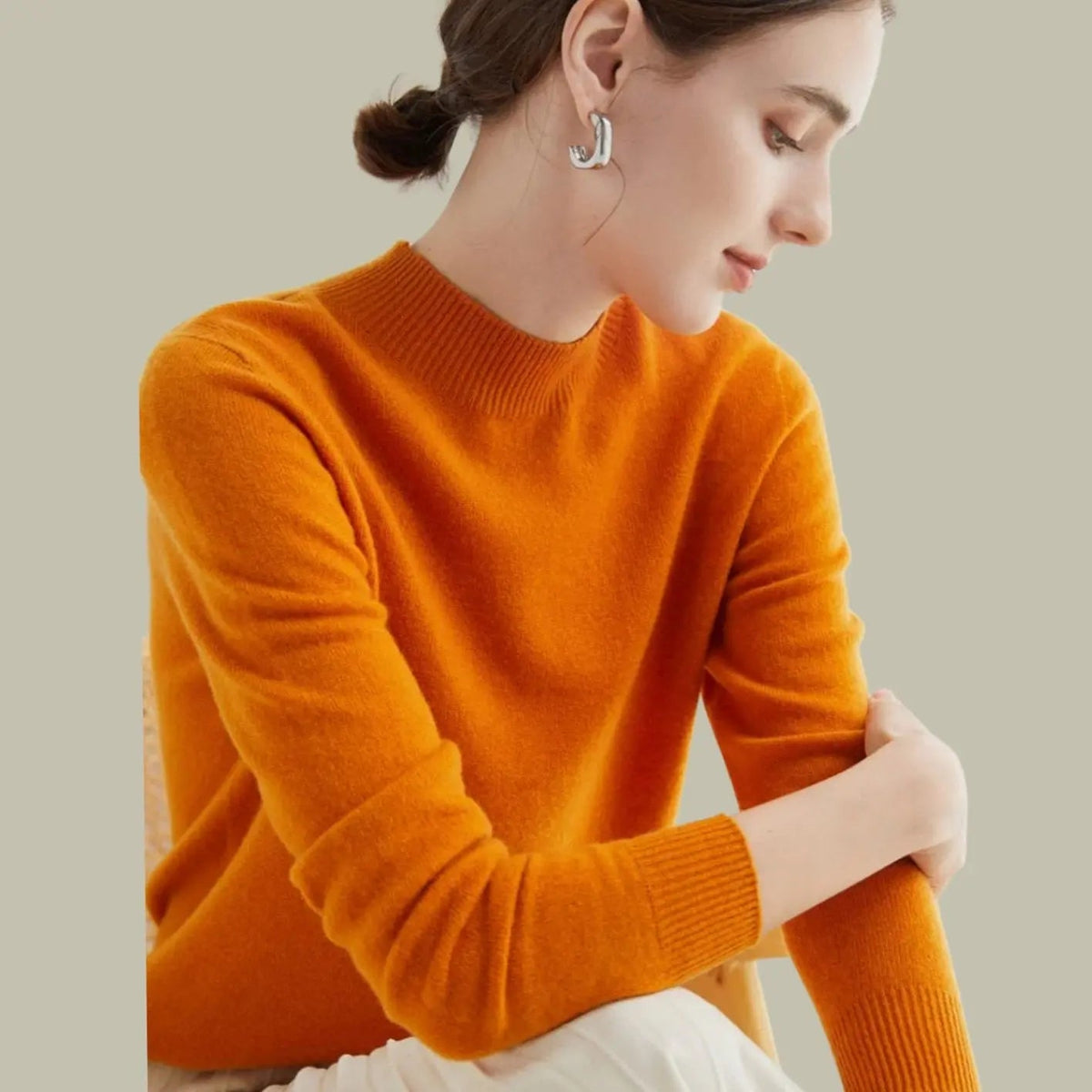 Hamilton Women's Merino Wool Sweaters Mock-Neck Long-Sleeve Knit Jumper