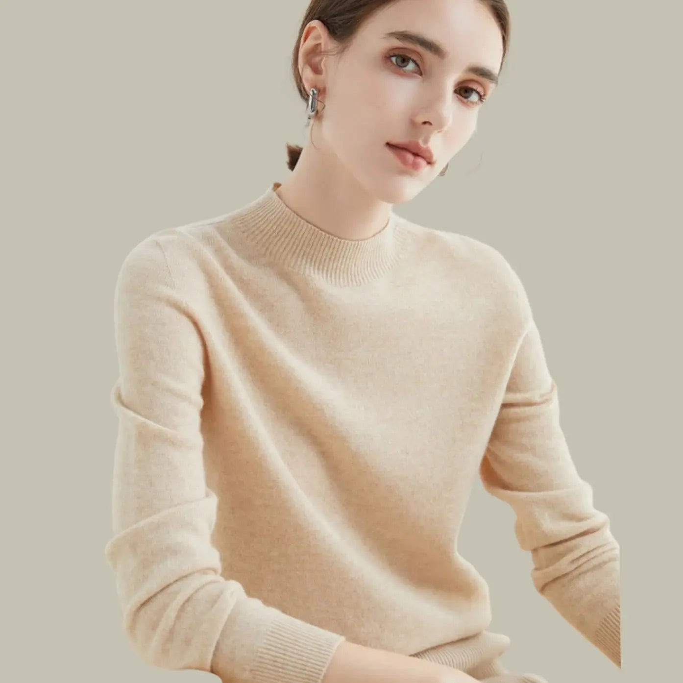 Hamilton Women's Merino Wool Sweaters Mock-Neck Long-Sleeve Knit Jumper