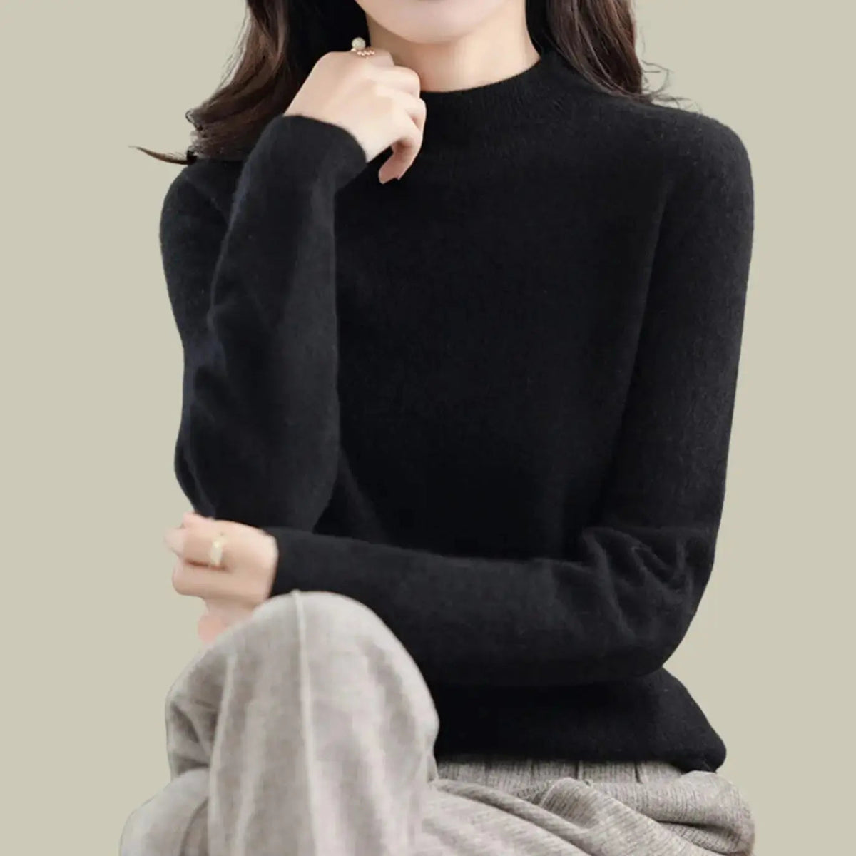 Hamilton Women's Merino Wool Sweaters Mock-Neck Long-Sleeve Knit Jumper