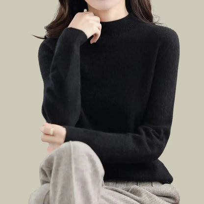 Hamilton Women's Merino Wool Sweaters Mock-Neck Long-Sleeve Knit Jumper