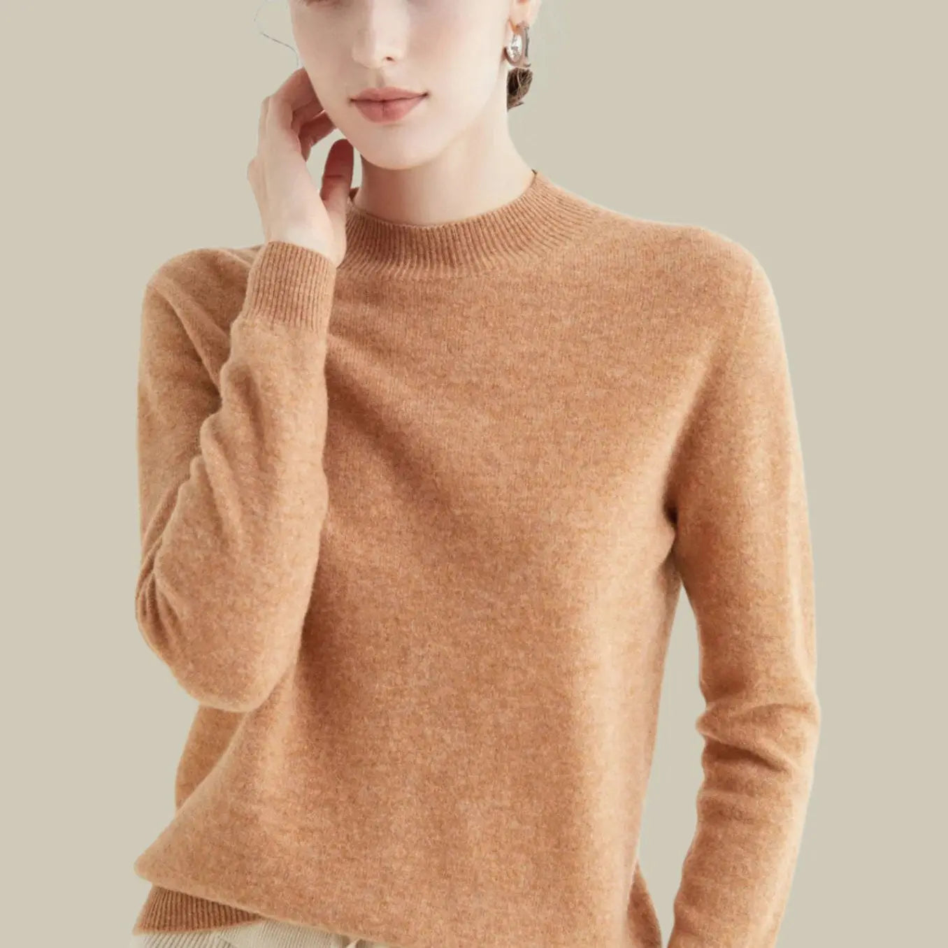 Hamilton Women's Merino Wool Sweaters Mock-Neck Long-Sleeve Knit Jumper