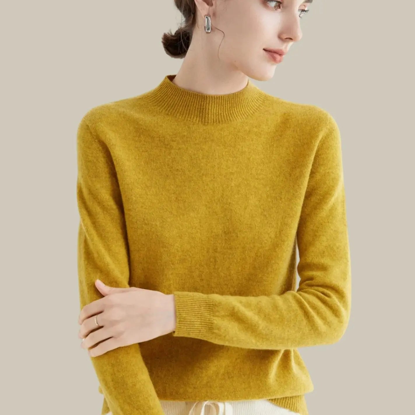 Hamilton Women's Merino Wool Sweaters Mock-Neck Long-Sleeve Knit Jumper