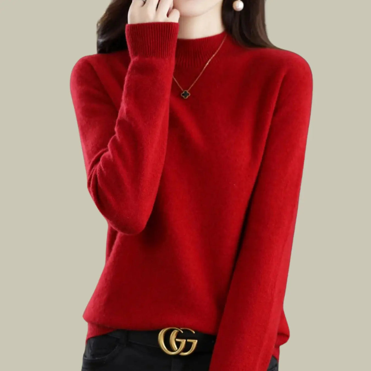 Hamilton Women's Merino Wool Sweaters Mock-Neck Long-Sleeve Knit Jumper