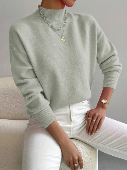 Norrington Women's Mock Turtleneck Relaxed Fit Long Sleeve Sweater