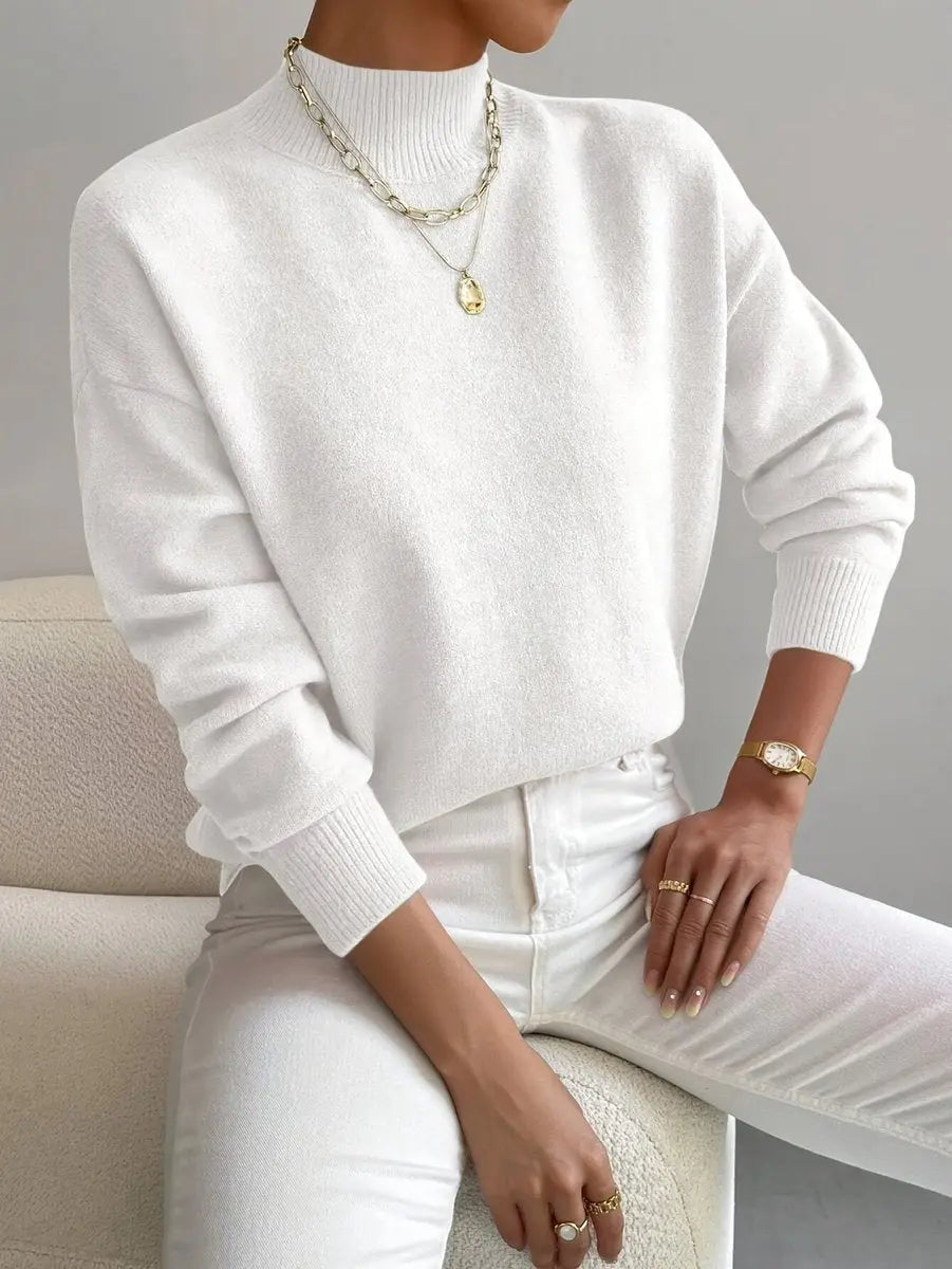 Norrington Women's Mock Turtleneck Relaxed Fit Long Sleeve Sweater