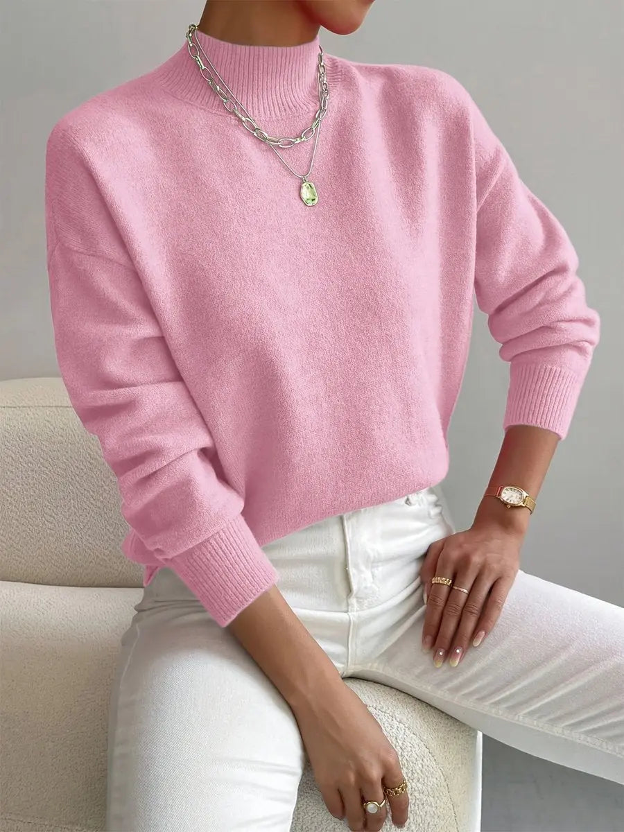 Norrington Women's Mock Turtleneck Relaxed Fit Long Sleeve Sweater