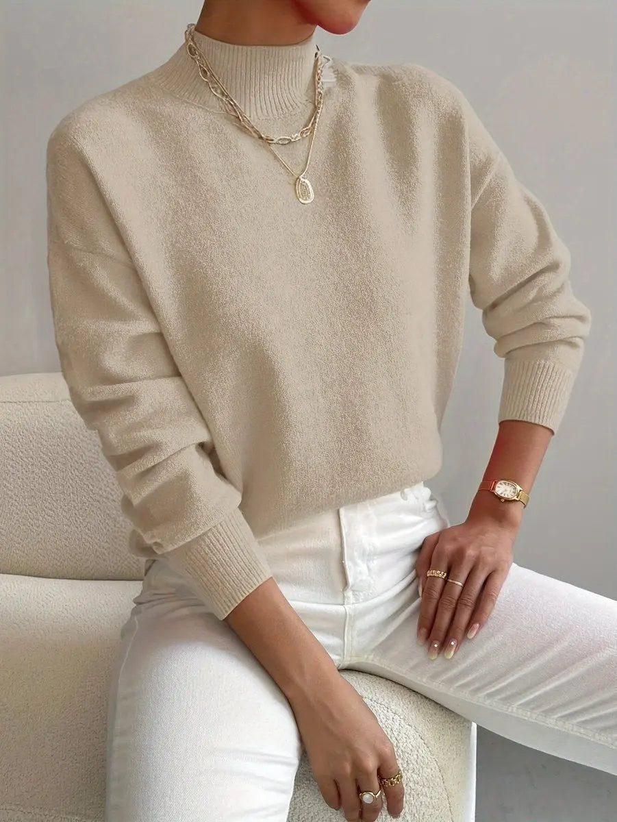 Norrington Women's Mock Turtleneck Relaxed Fit Long Sleeve Sweater