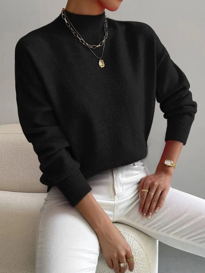 Norrington Women's Mock Turtleneck Relaxed Fit Long Sleeve Sweater