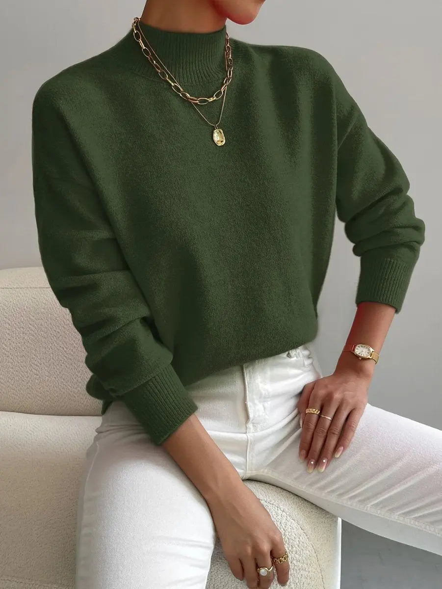 Norrington Women's Mock Turtleneck Relaxed Fit Long Sleeve Sweater