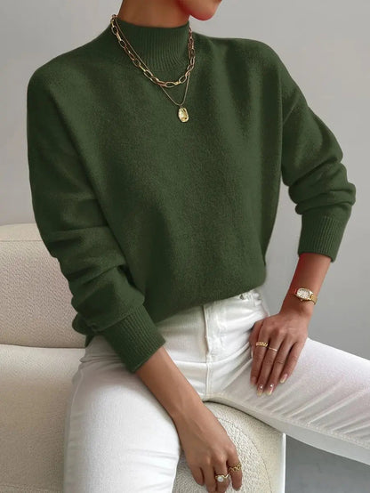 Norrington Women's Mock Turtleneck Relaxed Fit Long Sleeve Sweater