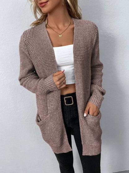 Lexington Women's Open-Front Waffle-Knit Relaxed Cardigan Jumper