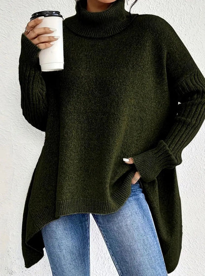 Pemberton Women's Oversized Cashmere Turtleneck Jumper Longline Knit
